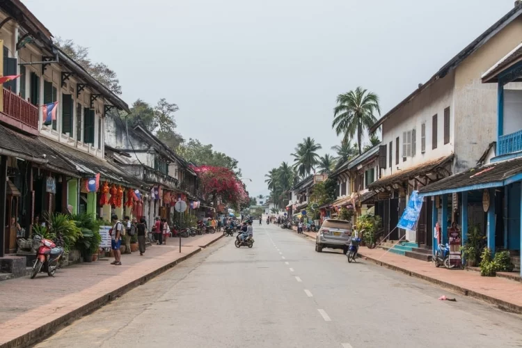 street of luang prabang northern laos