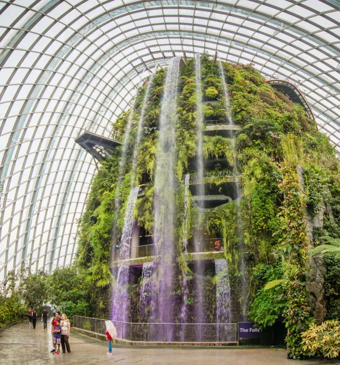 indoor waterfall cloud forest dome singapore