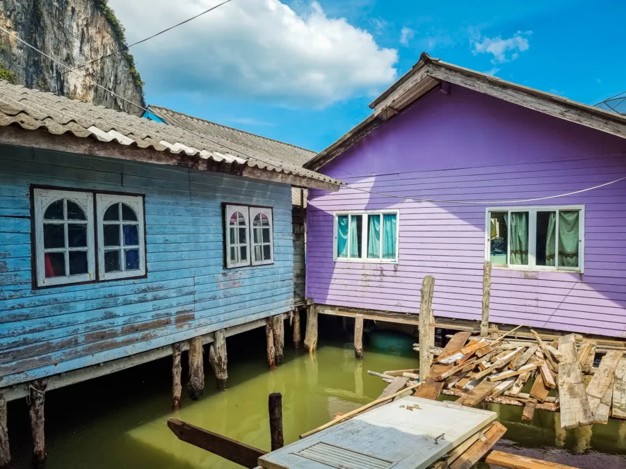 colorful facades houses ko panyi bay of phang nga