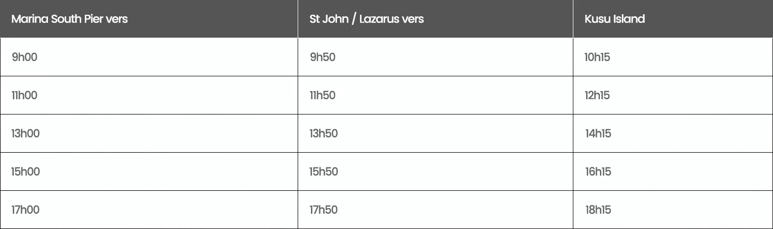 ferry times st john kusu singapore weekend
