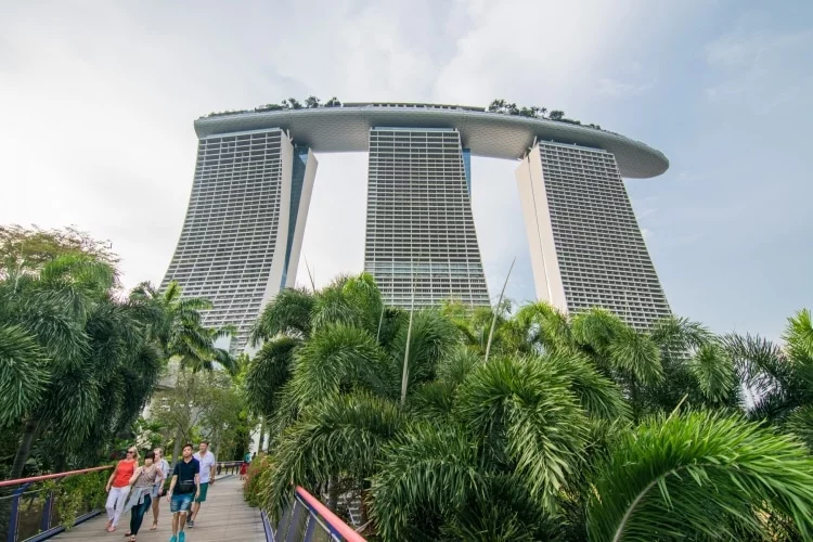 marina bay sands dragonfly bridge gardens by the bay - singapore