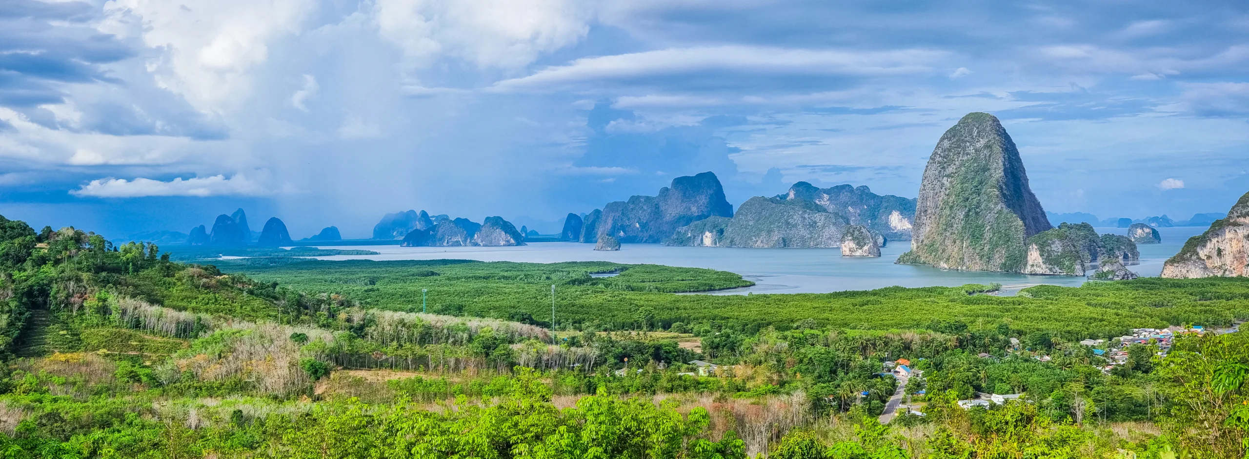 panorama from samet nangshe ao tho li viewpoint phang nga bay