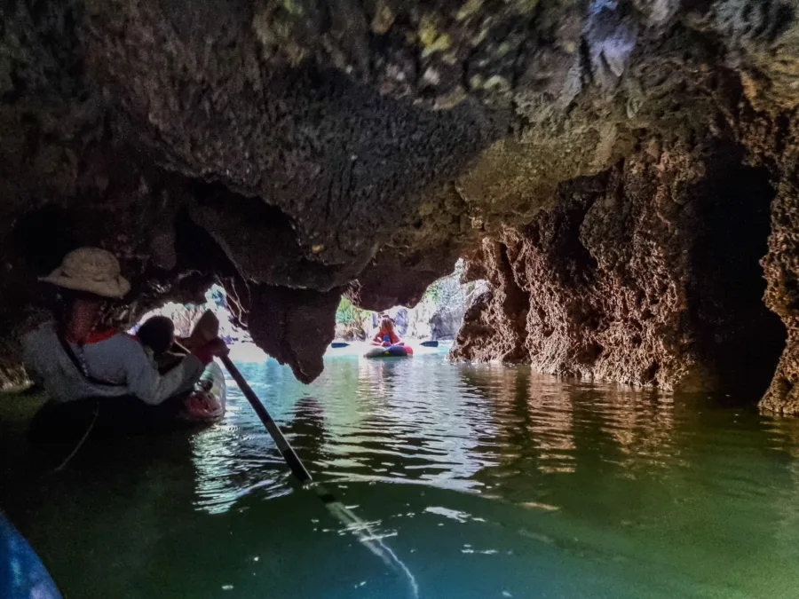 under a cavity kayak ko hong bay of phang nga