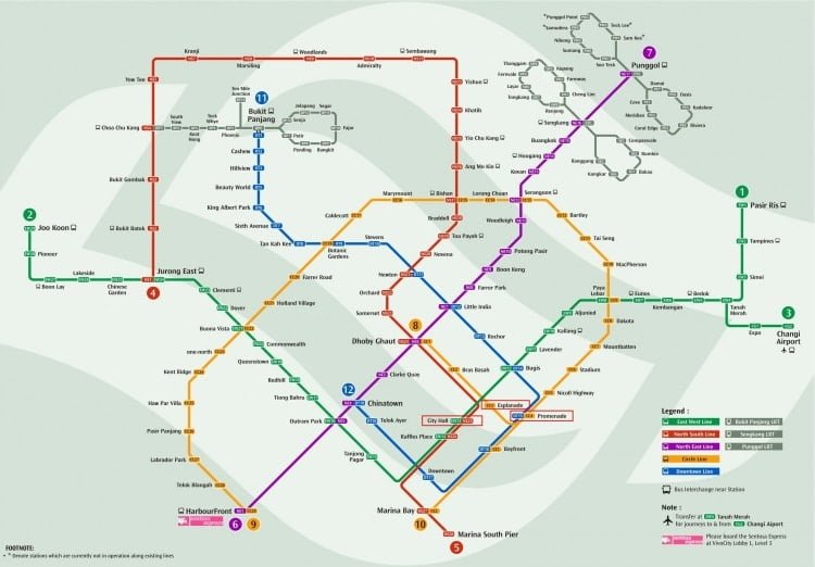 carte du métro de Singapour