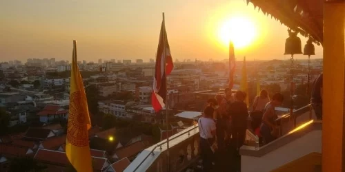 sunset mountain or wat saket bangkok