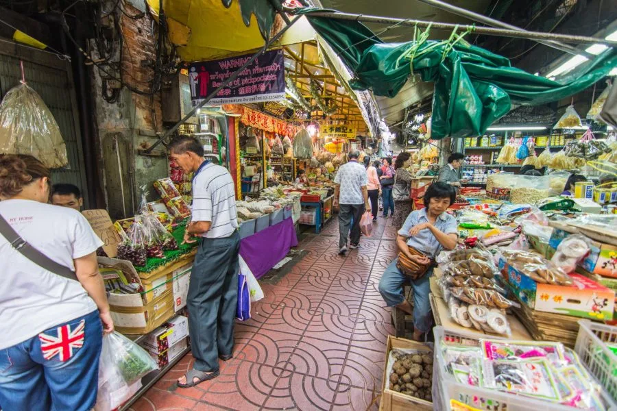 small street yaowarat 6 shops spices chinatown bangkok