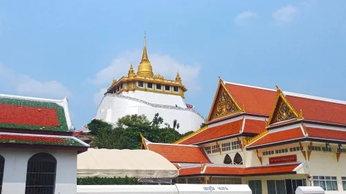 view of wat saket and its golden chedi bangkok