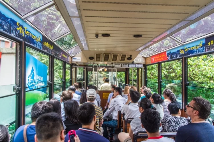 interior funicular peak tram - hong kong