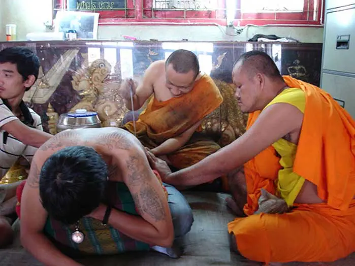 sak yant tattooed by monk -wat-bang-phra
