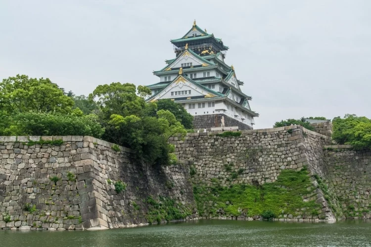 osaka castle and rampart japan