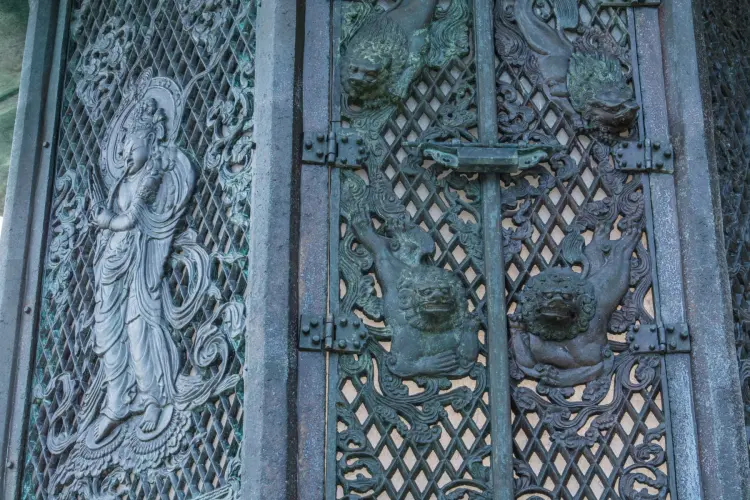 detail of daibutsuden lantern todai-ji nara temple - japan