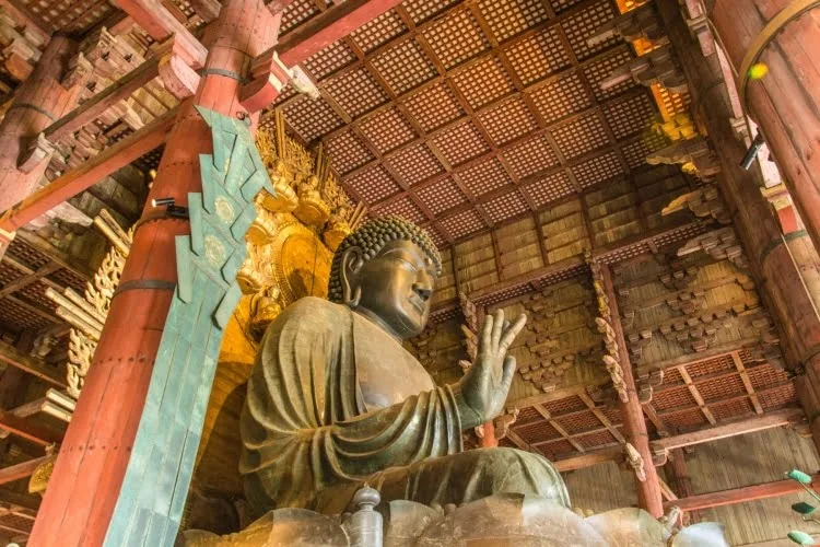 interior of daibutsuden temple todai-ji nara - japan