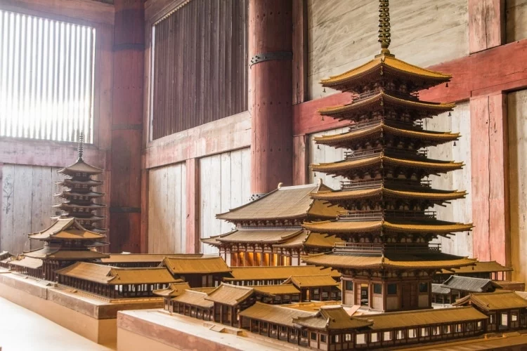 model of daibutsuden temple todai-ji nara - japan
