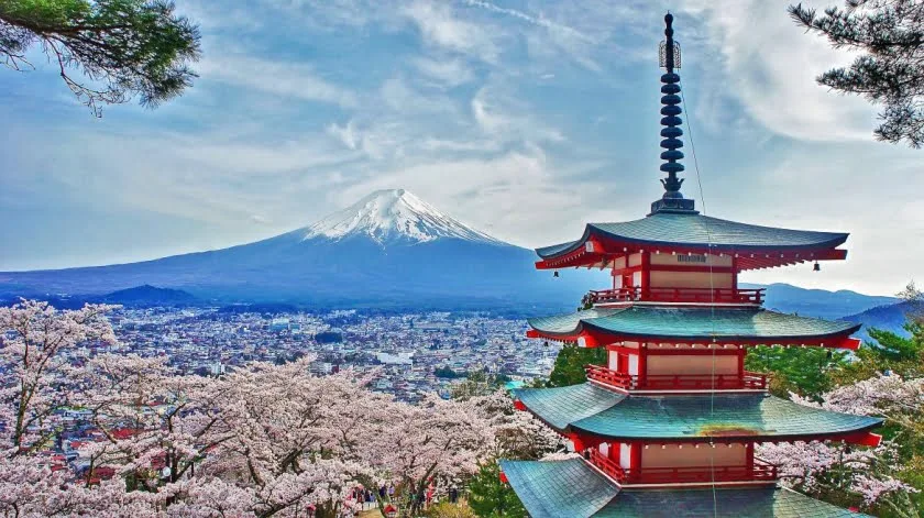 mount fuji from chureito pagoda