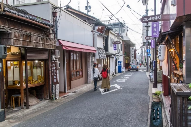 small street towards shinomikadocho nara - japan