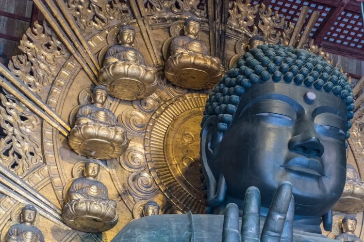 face big buddha daibutsuden todai-ji nara temple - japan