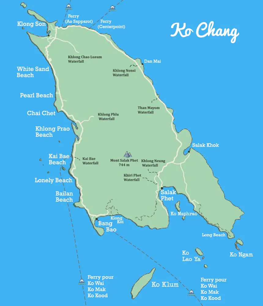 ko chang island beaches map - thailand