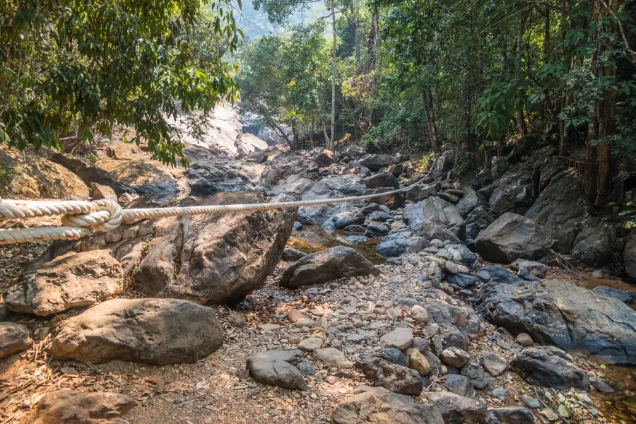 rope crosses waterfall than mayom ko chang - thailand