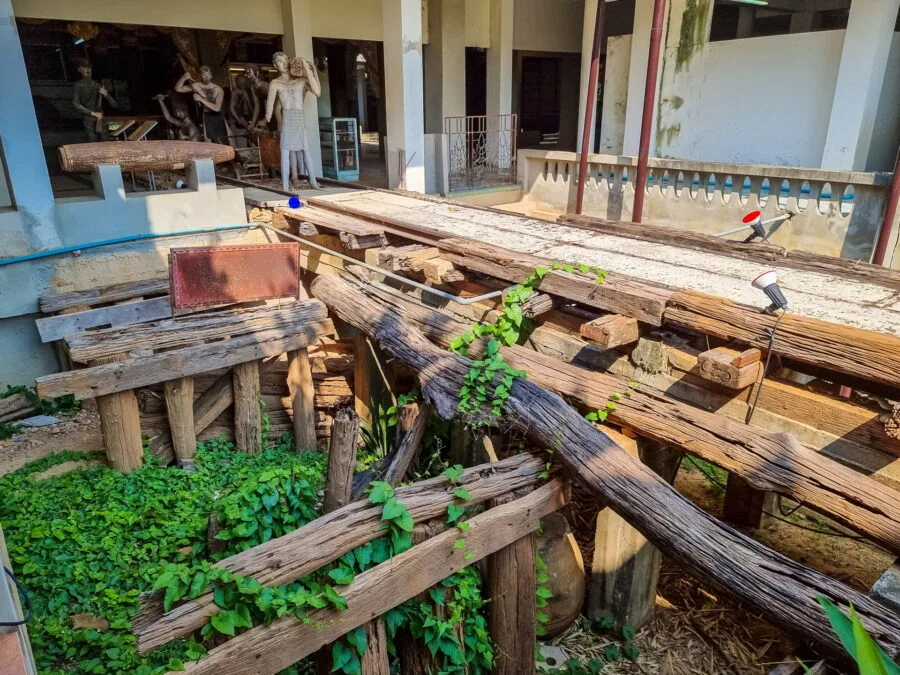 old wooden bridge location jeath war museum kanchanaburi