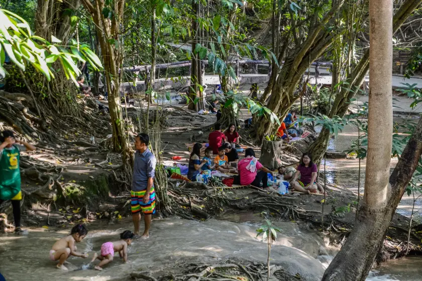 family picnic sai yok noi waterfall kanchanaburi