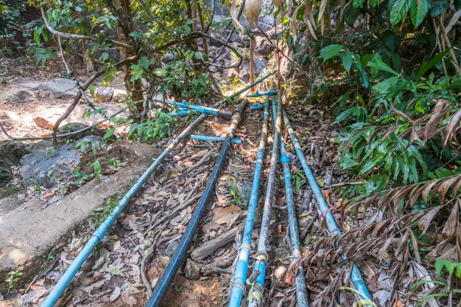 blue pipes waterfall khlong nonsi ko chang - thailand