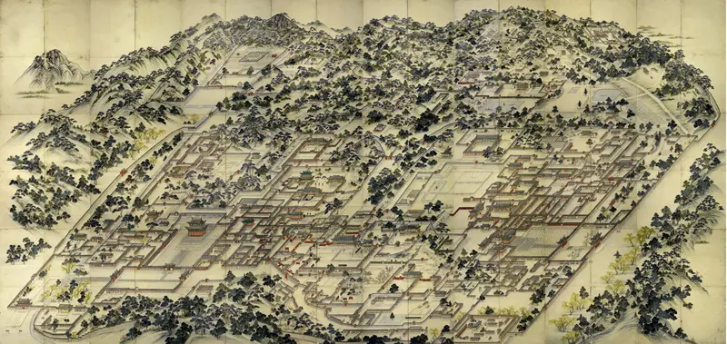 old landscape painting-changdeokgung-palace-south korea
