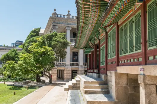 in front of junmyeongdang hall deoksugung palace seoul