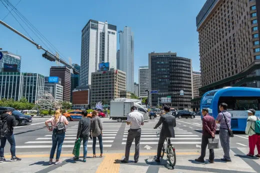street in front of deoksugung palace seoul - south korea