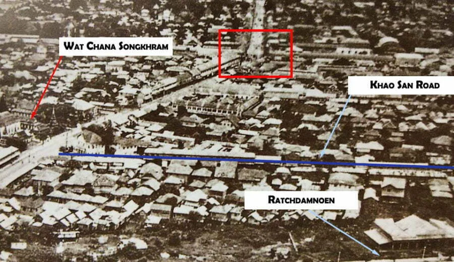 khao san road sky view old bangkok