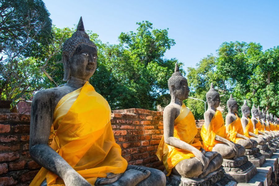 alignement bouddhas wat yai chai mongkhon - ayutthaya