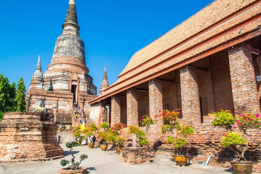 chedi and ubosot of wat yai chai mongkhon - ayutthaya