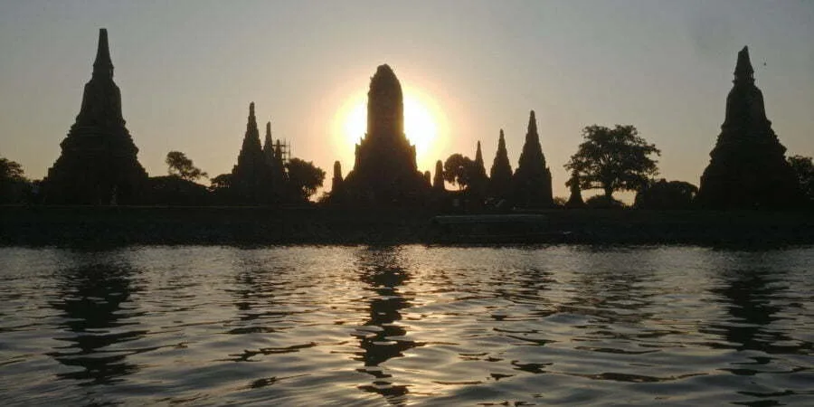 sunset wat chai wattharanam from chao phraya ayutthaya