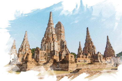 illustration wat chai watthanaram ayutthaya thailande illustration wat chai watthanaram ayutthaya thailande