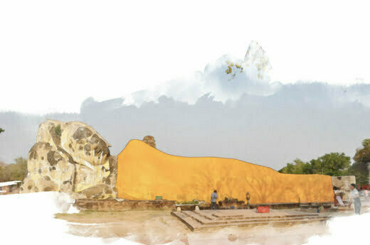 illustration wat lokaya sutha ayutthaya thailande