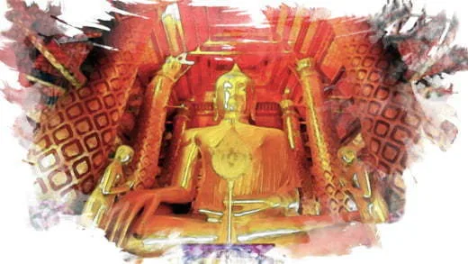 illustration wat phanan choeng ayutthaya thailand