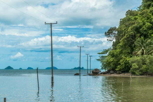 electric poles unnamed beach dan sawi district thailand