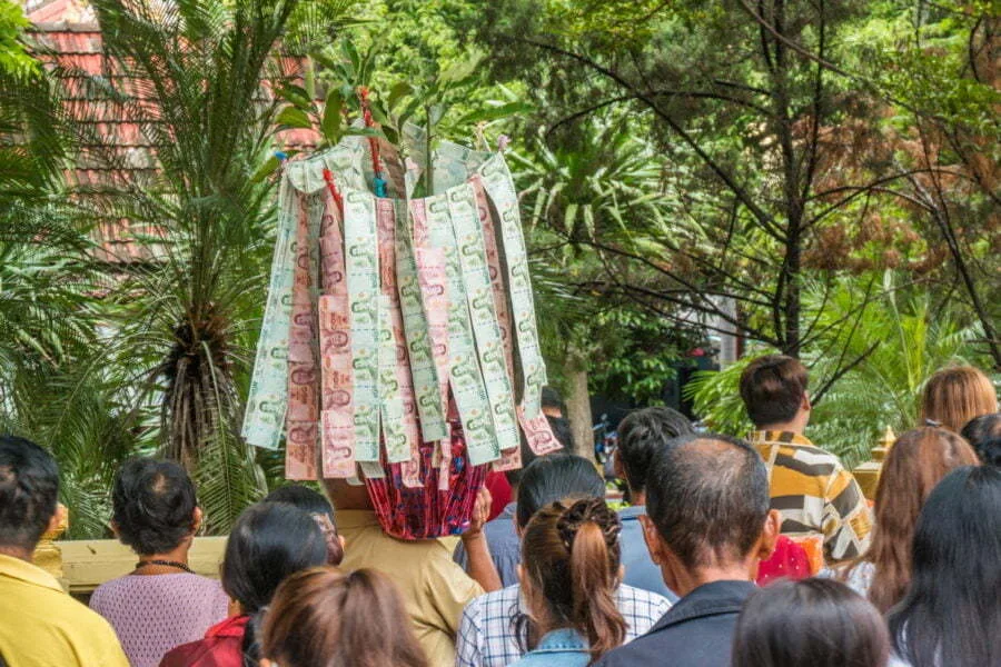 tree money ceremony kathina kanchanaburi