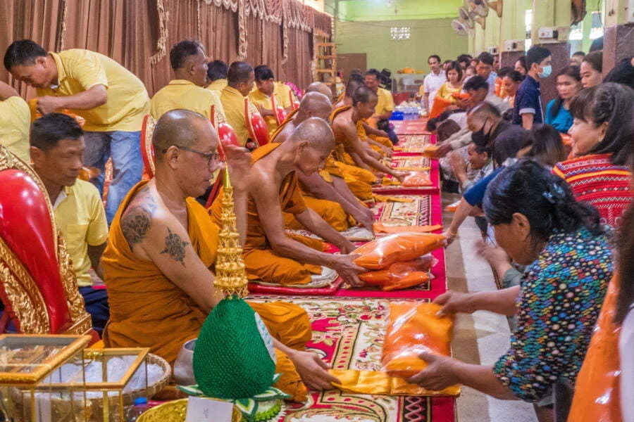 distribution donations ceremony kathina kanchanaburi