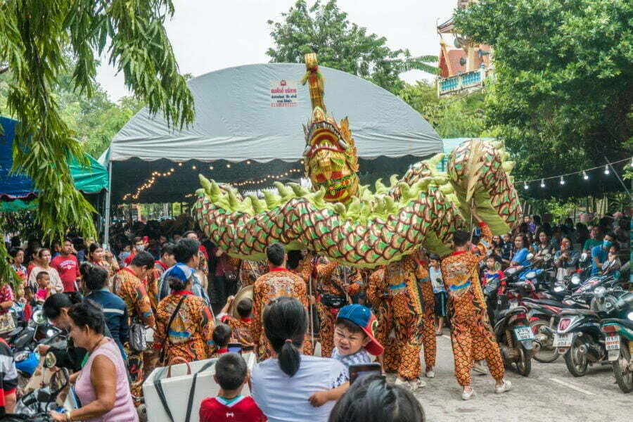 chinese dragon ceremony kathina kanchanaburi
