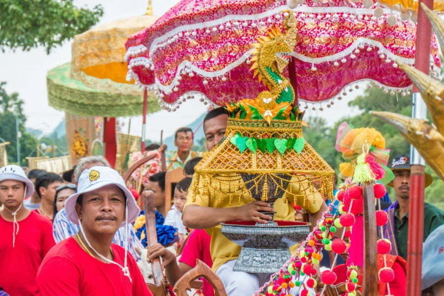 statue naga ceremony kathina kanchanaburi