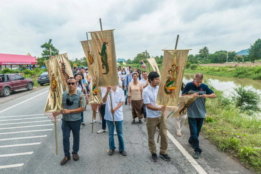 head procession ceremony kathina kanchanaburi