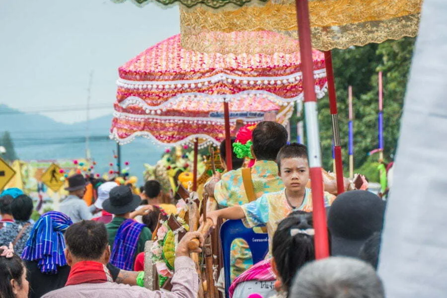 view of procession ceremony kathina kanchanaburi