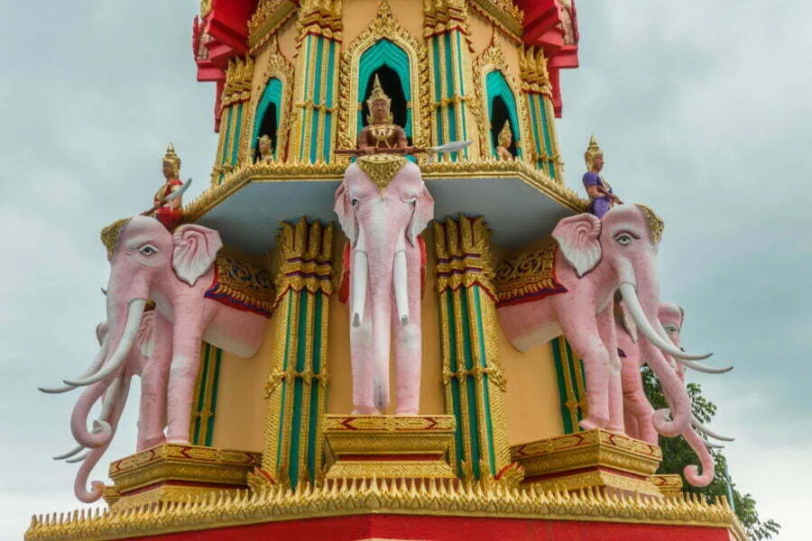 pink elephants wat tham suea kanchanaburi