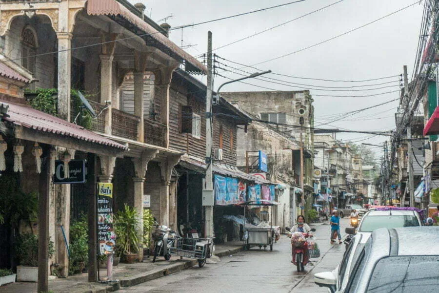 facades houses old town kanchanaburi