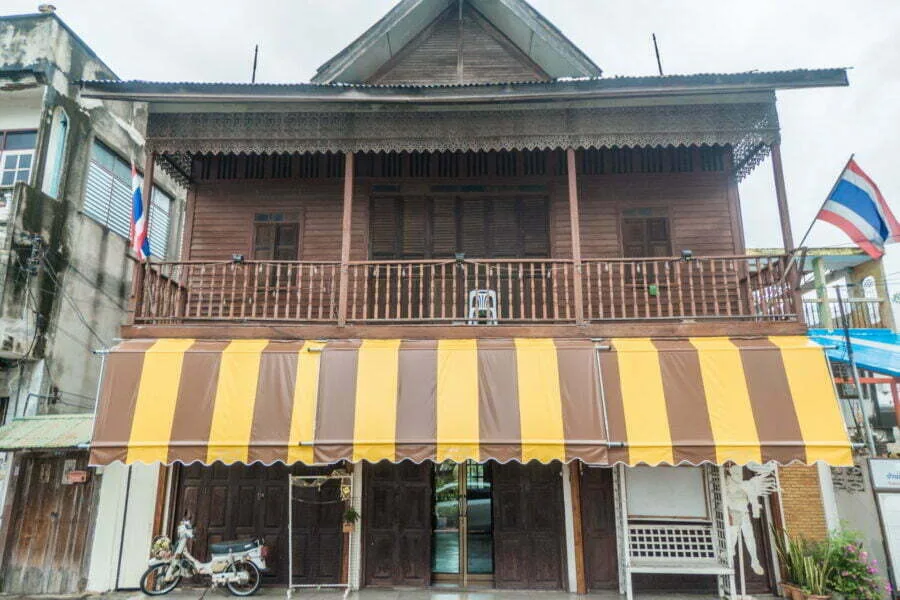 wooden house old town kanchanaburi