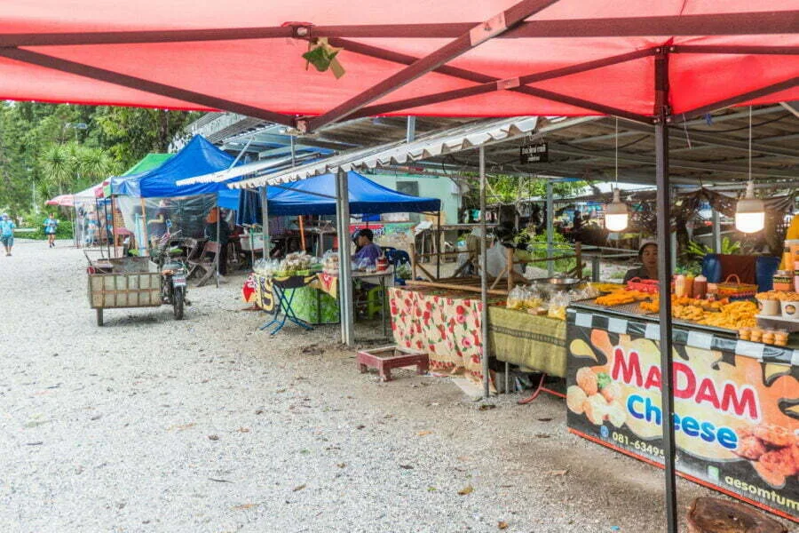 small market giant monkey pod tree kanchanaburi