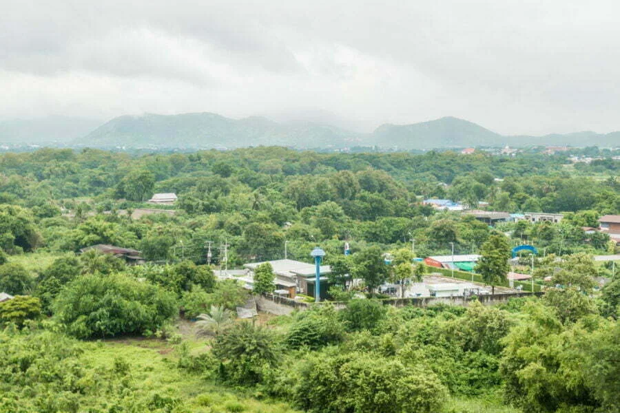 view from Buddha Wat Tham Khao Laem kanchanaburi