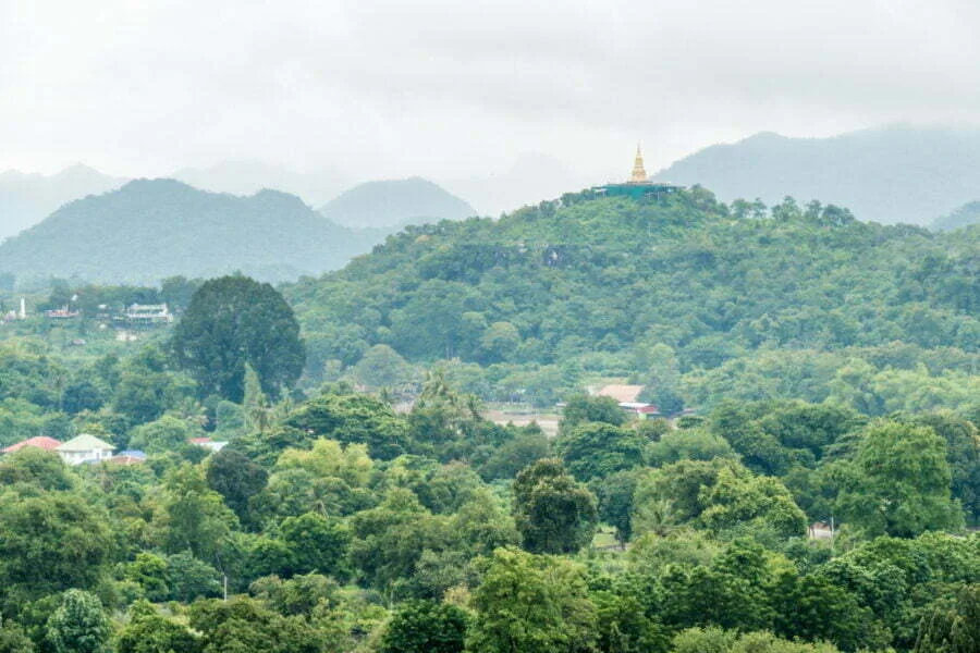 view from Wat Tham Khao Laem temple kanchanaburi