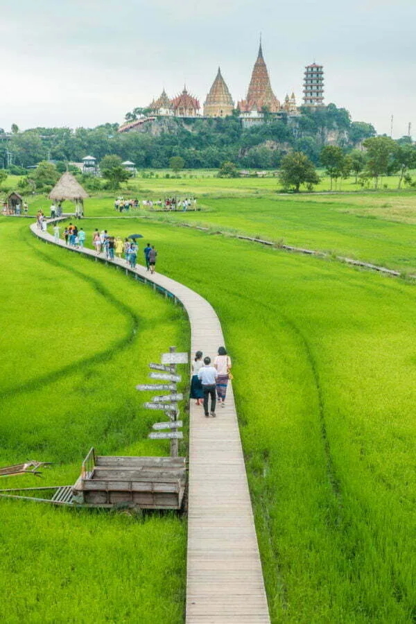 view of wat tham suea from meena cafe kanchanaburi