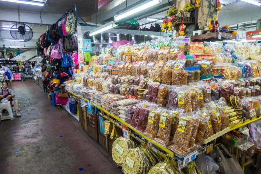dried fruit stand warorot market chiang mai